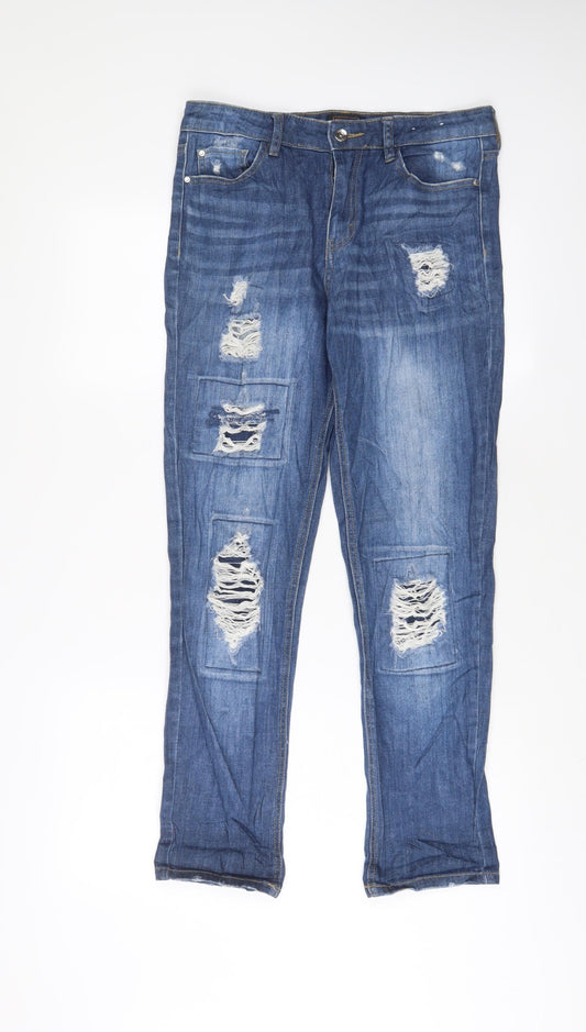 Womens UK Size 10 F&F Regular Fit Straight Blue Jeans