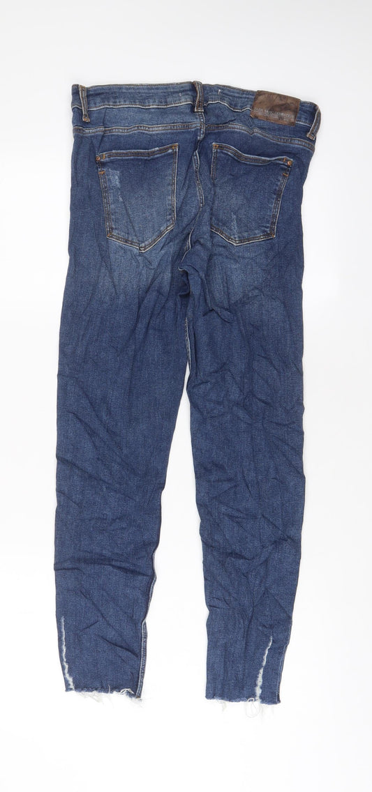 Zara Womens Blue Cotton Skinny Jeans Size 10 L27 in Regular Zip
