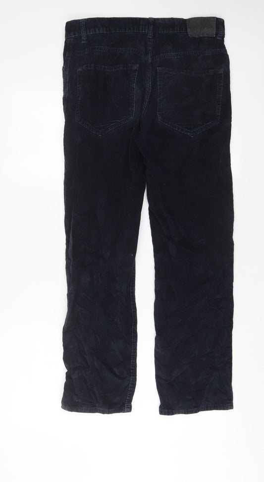F&F Mens Blue Cotton Trousers Size 30 in L30 in Regular Zip