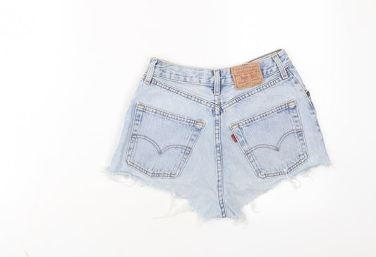 Levi's Womens Blue Cotton Basic Shorts Size 24 in Regular Zip - Distressed
