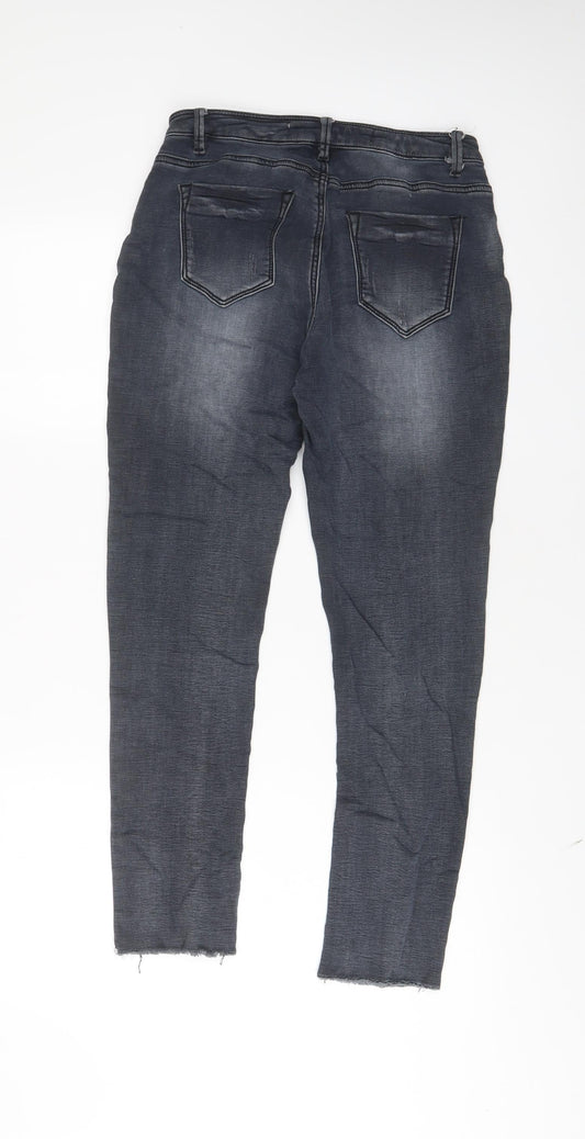 Denim & Co. Womens Grey Cotton Skinny Jeans Size 12 L27 in Regular Zip