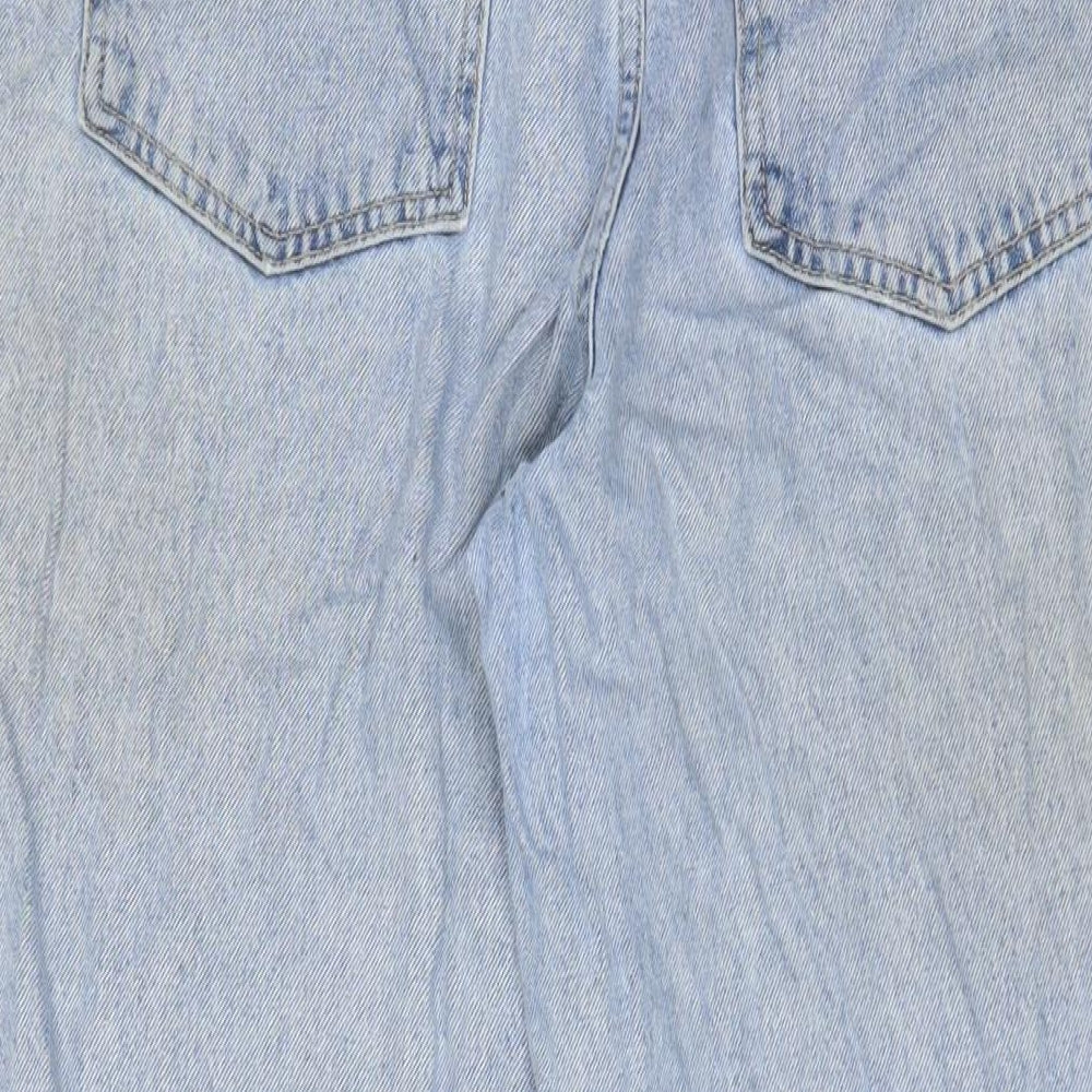 Topshop Womens Blue Cotton Wide-Leg Jeans Size 30 in L30 in Regular Zip