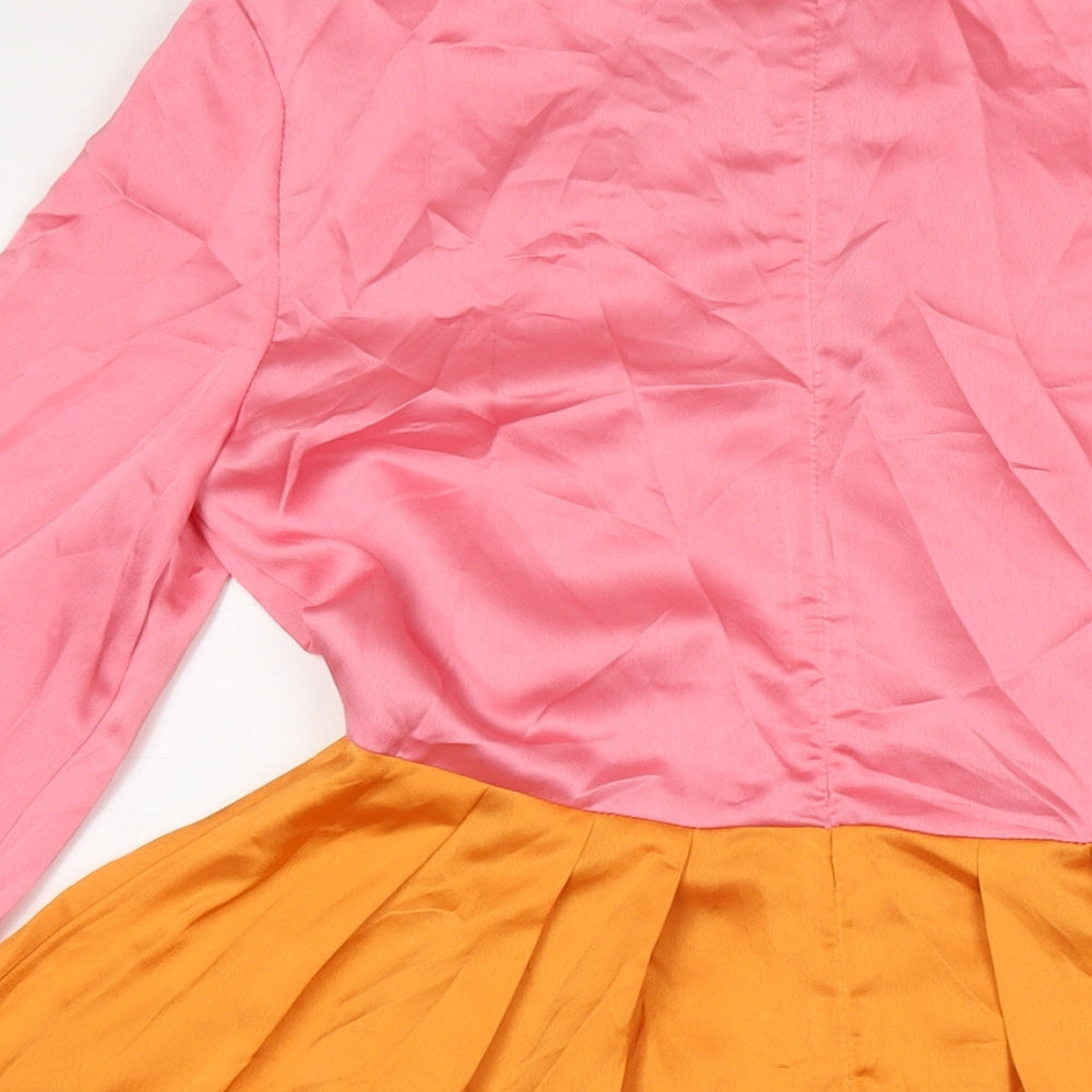 Missguided Womens Multicoloured Colourblock Polyester Fit & Flare Size 8 Round Neck Zip