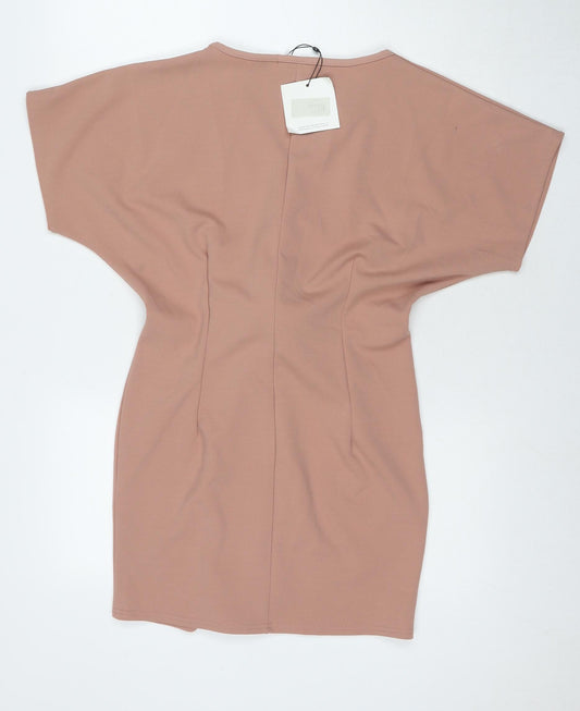 Missguided Womens Beige Polyester Mini Size 8 Round Neck Pullover