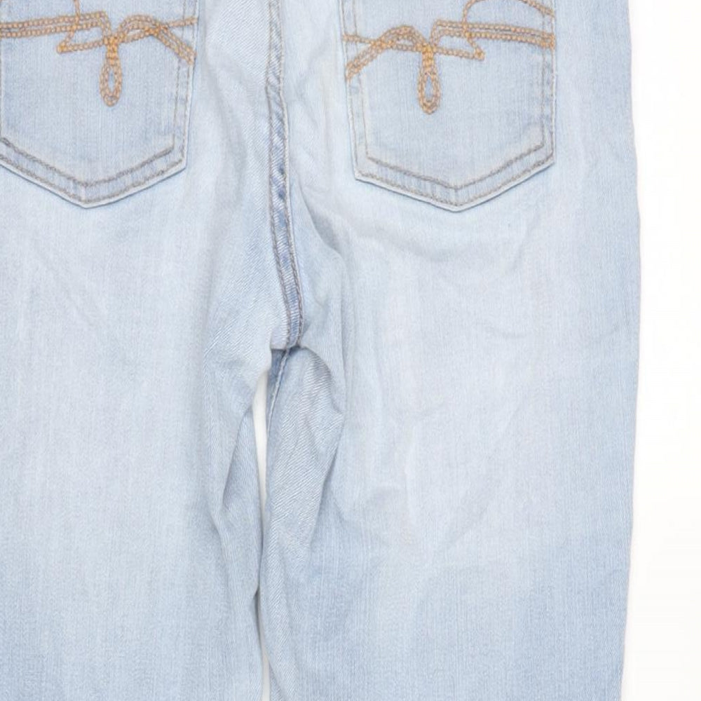F&F Womens Blue Cotton Blend Cropped Jeans Size 10 L22.5 in Regular Zip