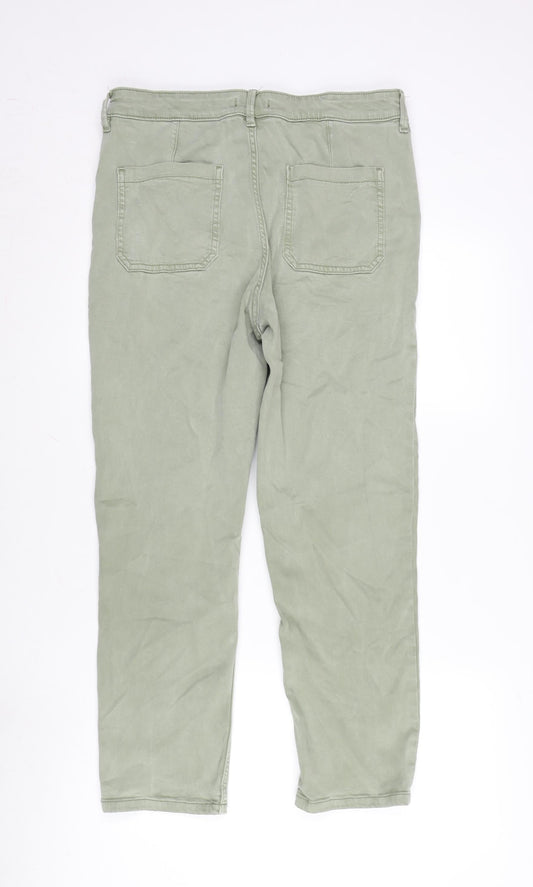 F&F Womens Green Polyester Straight Jeans Size 12 L27 in Regular Zip