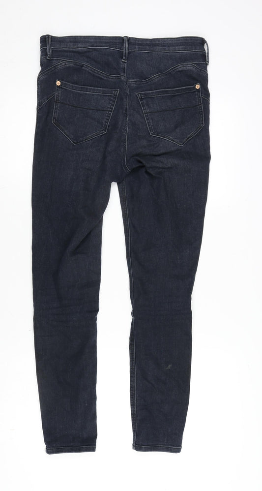 River Island Womens Blue Cotton Blend Tapered Jeans Size 12 L26 in Regular Zip