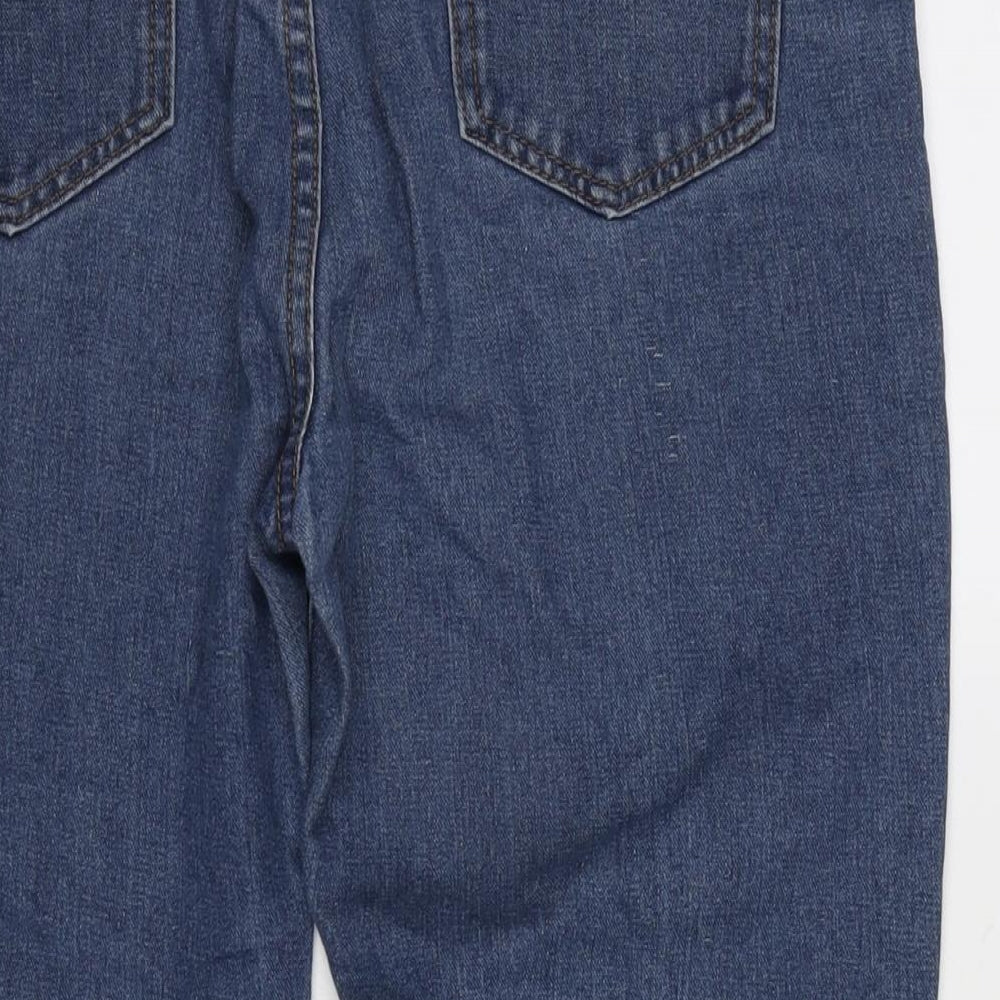 Boohoo Womens Blue Cotton Blend Straight Jeans Size 14 L25.5 in Regular Zip