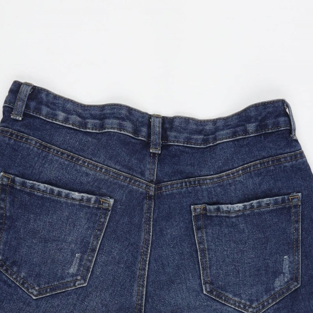 Denim & Co. Womens Blue Cotton Cut-Off Shorts Size 14 Regular Zip