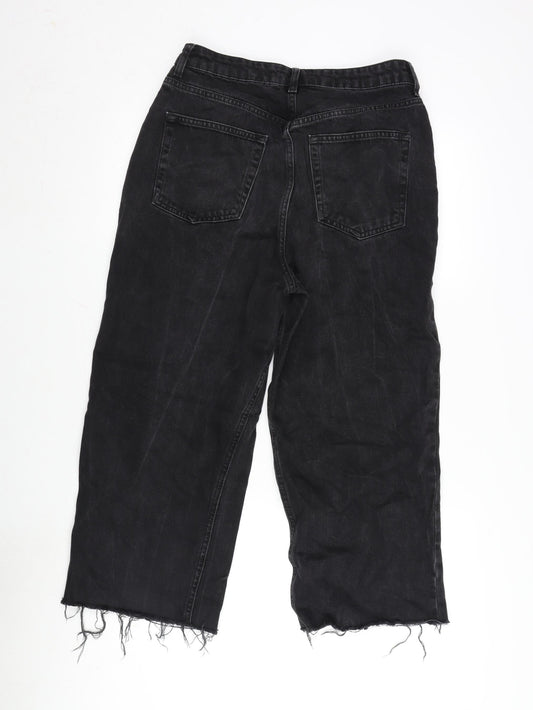 Topshop Womens Grey Cotton Cropped Jeans Size 30 in L22 in Regular Zip - Raw Hem