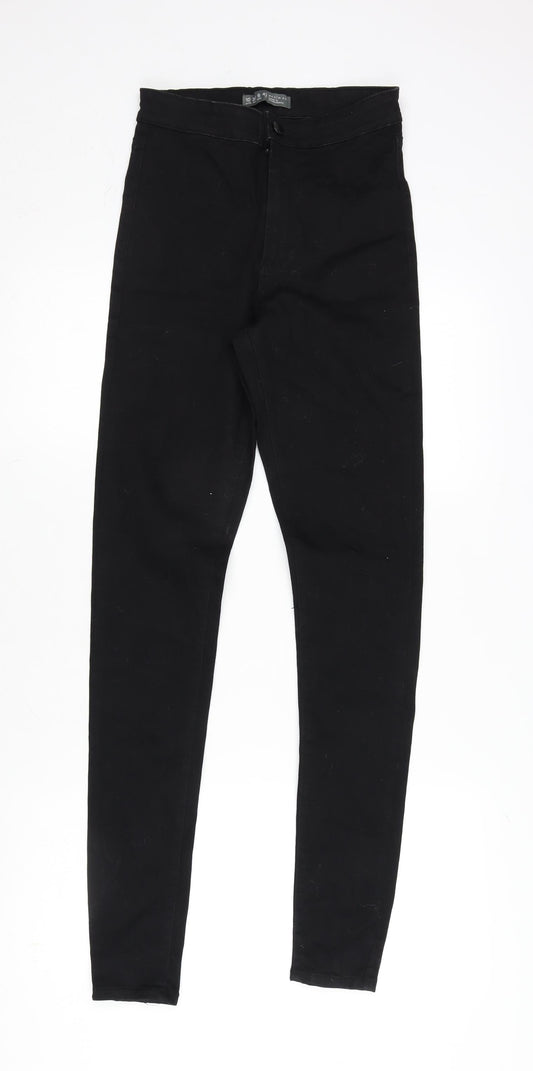 Additional front view of Denim & Co. women’s black cotton blend tapered jeans, size UK 10, 30-inch leg regular zip