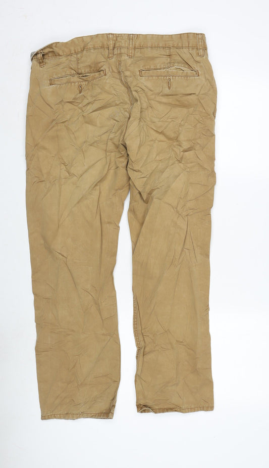 F&F Mens Brown Cotton Blend Straight Jeans Size 38 in L28 in Regular Button