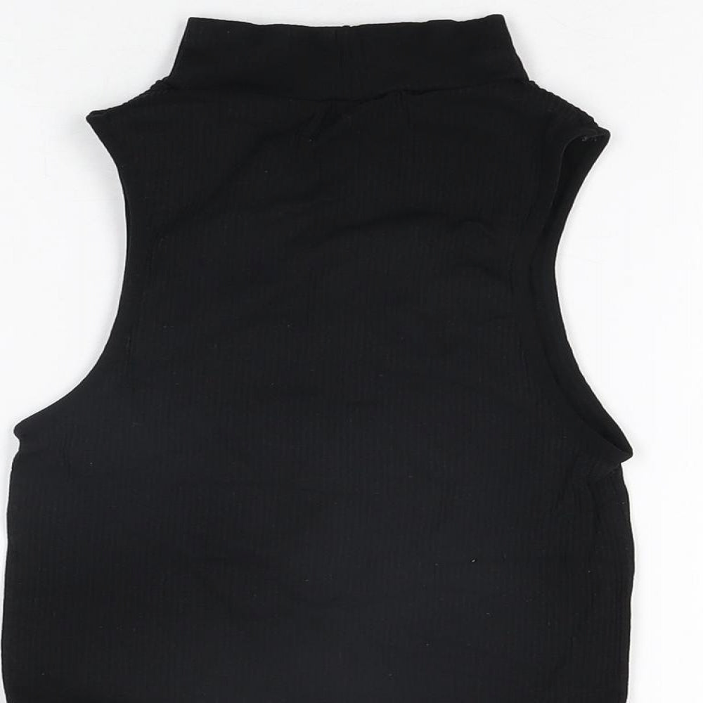 Womens UK Size XS Zara Black Cropped T-Shirt