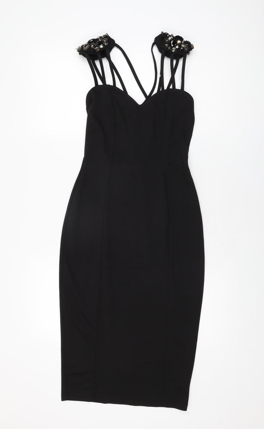 ASOS Womens Black Polyester Bodycon Size 6 Sweetheart Pullover
