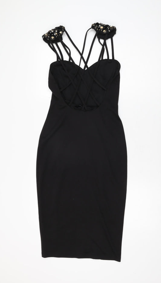 ASOS Womens Black Polyester Bodycon Size 6 Sweetheart Pullover