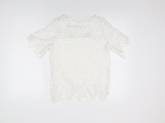 Womens UK Size 12 New Look White Basic T-Shirt