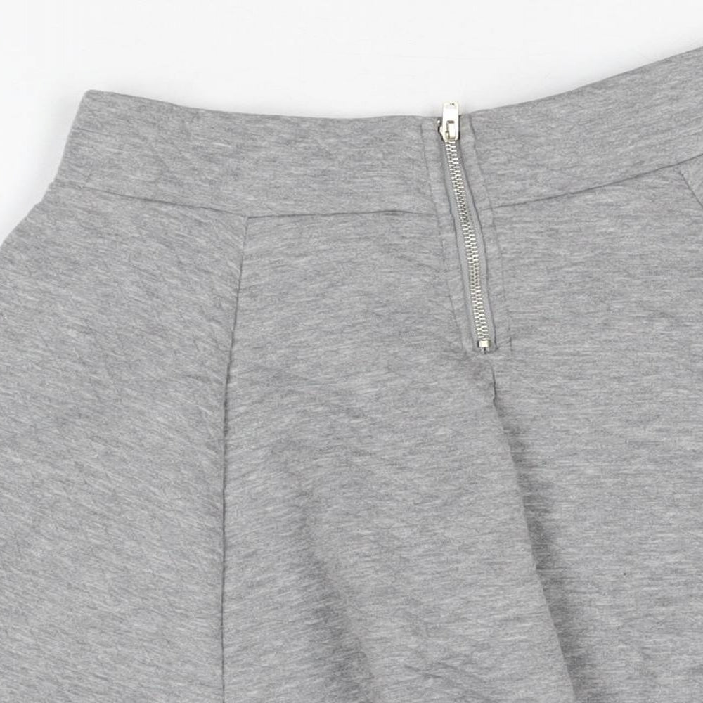 H&M Womens Grey Polyester Skater Skirt Size XS Zip