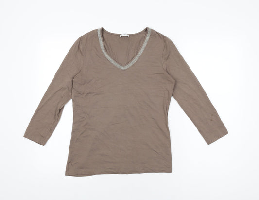 Womens UK Size 8 Gerry Weber Brown Basic T-Shirt