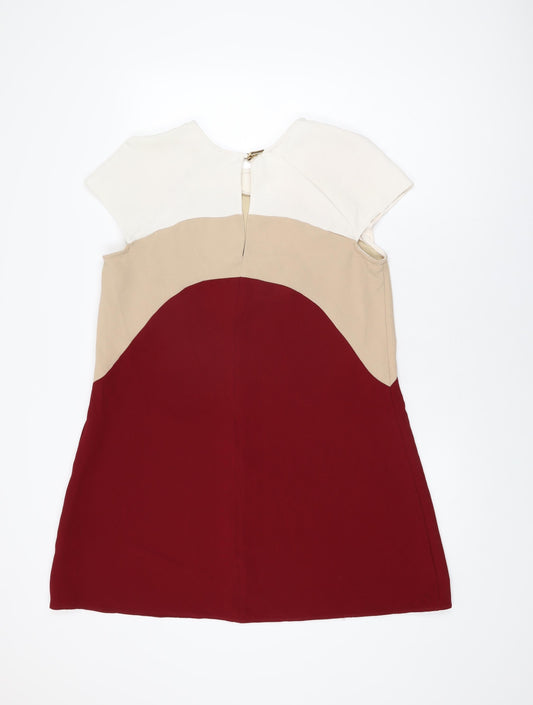 River Island Womens Red Geometric Polyester Shift Size 14 Round Neck Pullover