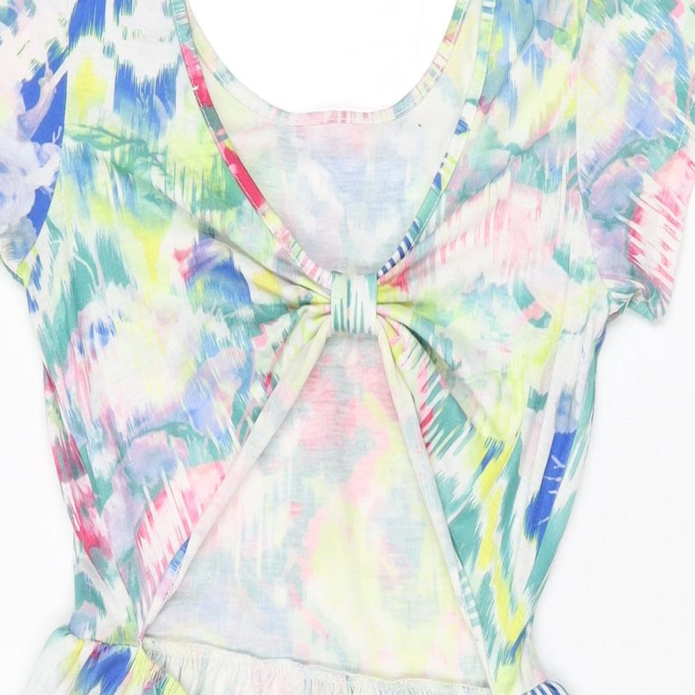 @Republic Womens Multicoloured Geometric Polyester Skater Dress Size 8 Scoop Neck Pullover