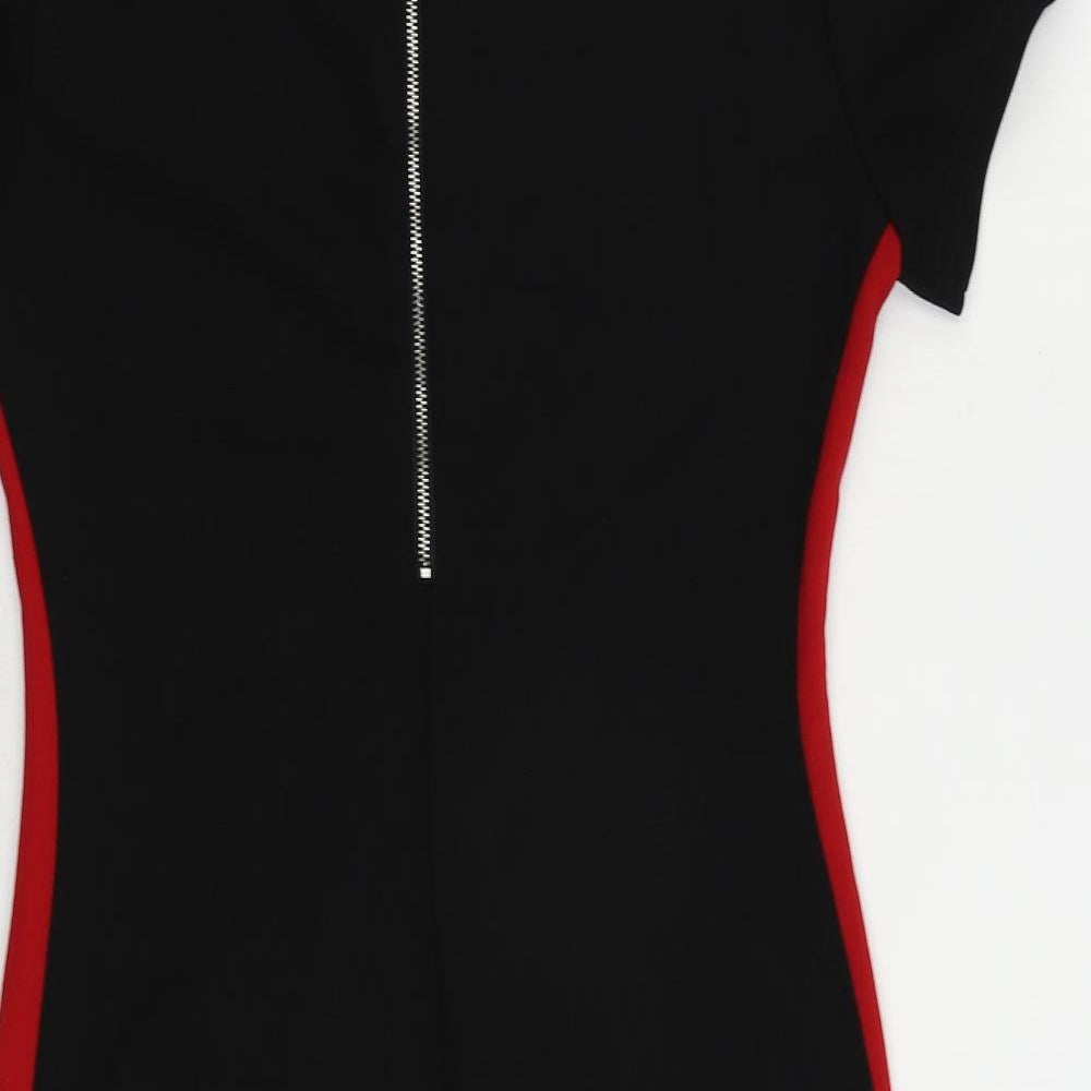 AX Paris Womens Black Polyester Pencil Dress Size 10 Mock Neck Zip