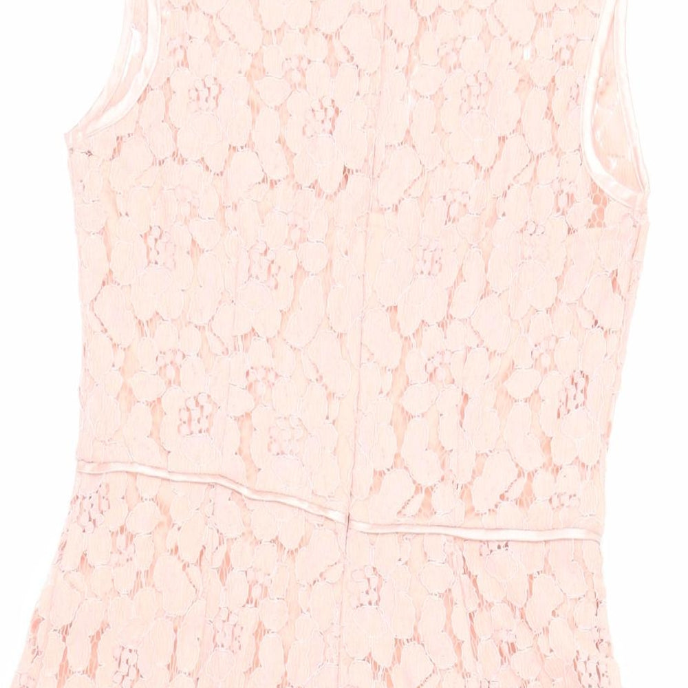Dorothy Perkins Womens Pink Nylon Fit & Flare Size 8 Round Neck Zip