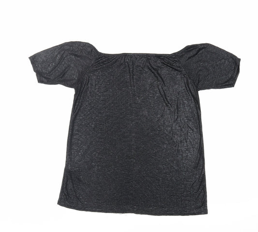 Womens UK Size 10 Boohoo Black Basic Blouse