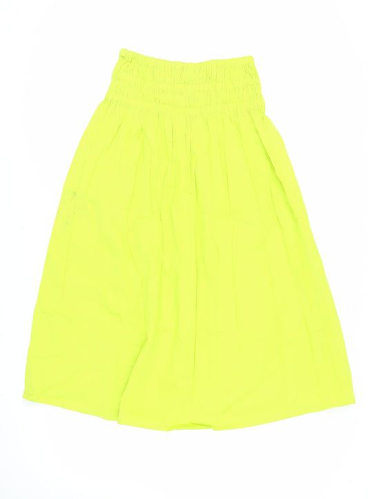Marks and Spencer Womens Green Cotton A-Line Skirt Size 10 - Elasticated Waist