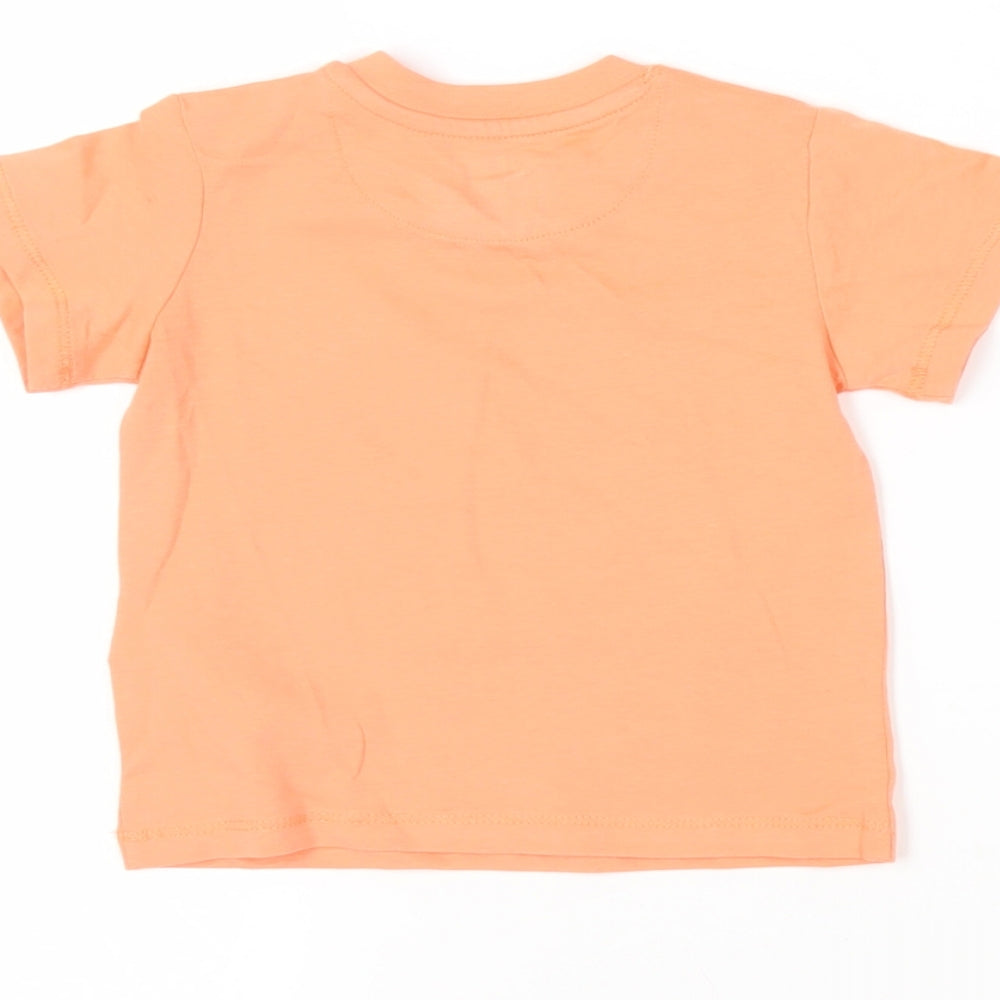Marks and Spencer Baby Orange Cotton Pullover T-Shirt Size 3-6 Months Crew Neck Snap