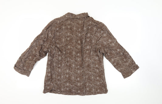Womens UK Size L Anne Carson Brown Basic Button-Up