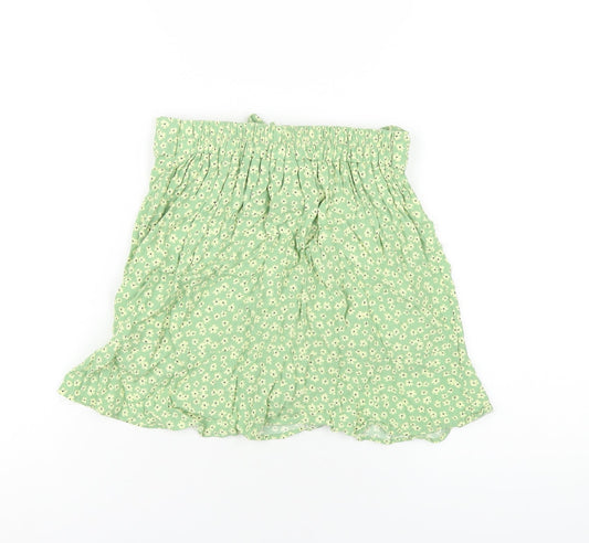 Pull&Bear Womens Green Floral Viscose A-Line Skirt Size S