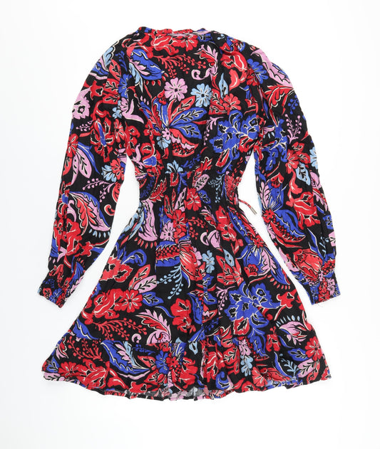 NEXT Womens Multicoloured Geometric Viscose A-Line Size 14 V-Neck Pullover