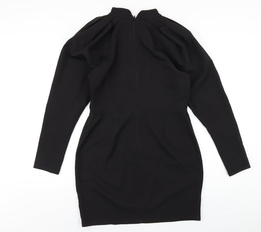 ASOS Womens Black Polyester A-Line Size 12 Mock Neck Zip