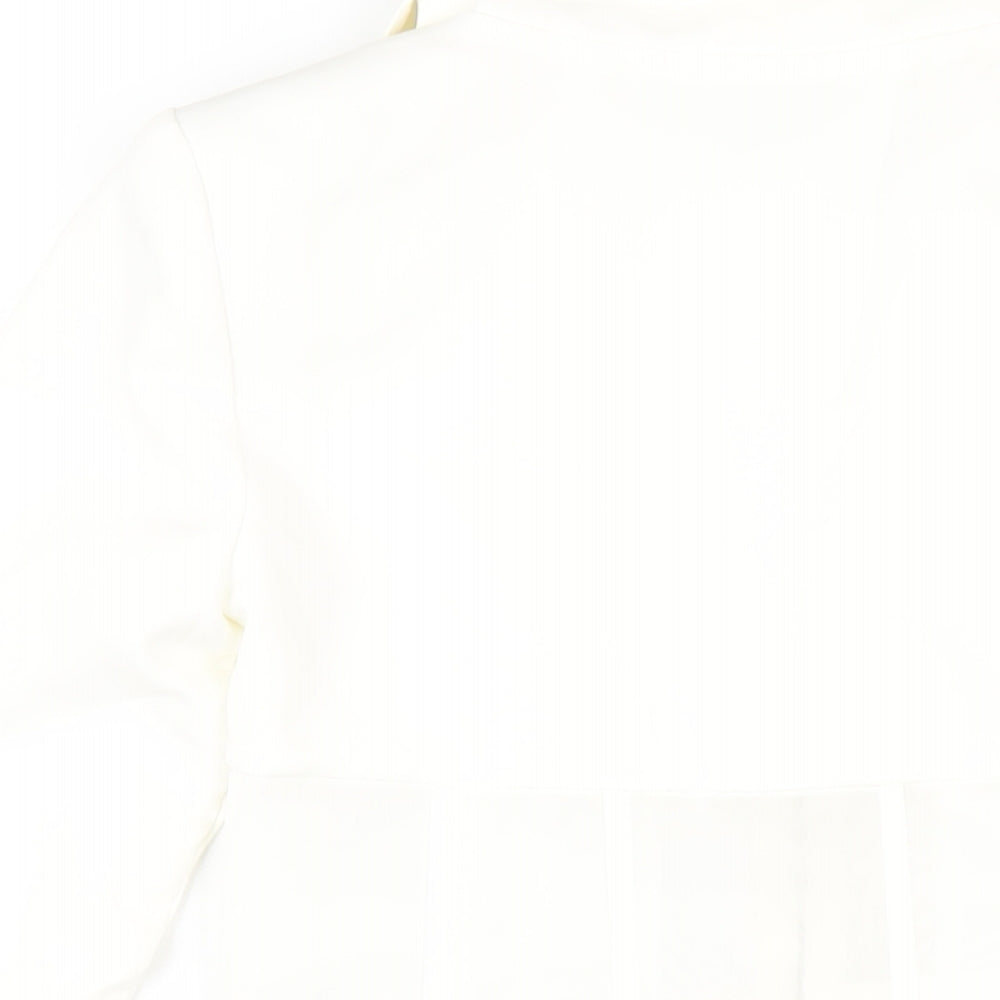 In the Style Womens White Polyester Jacket Dress Size 10 Collared Hook & Eye