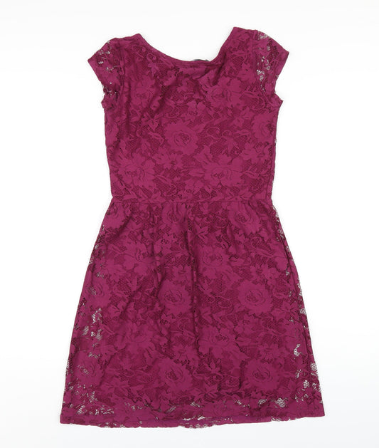 Dorothy Perkins Womens Purple Polyester A-Line Size 6 Round Neck Pullover