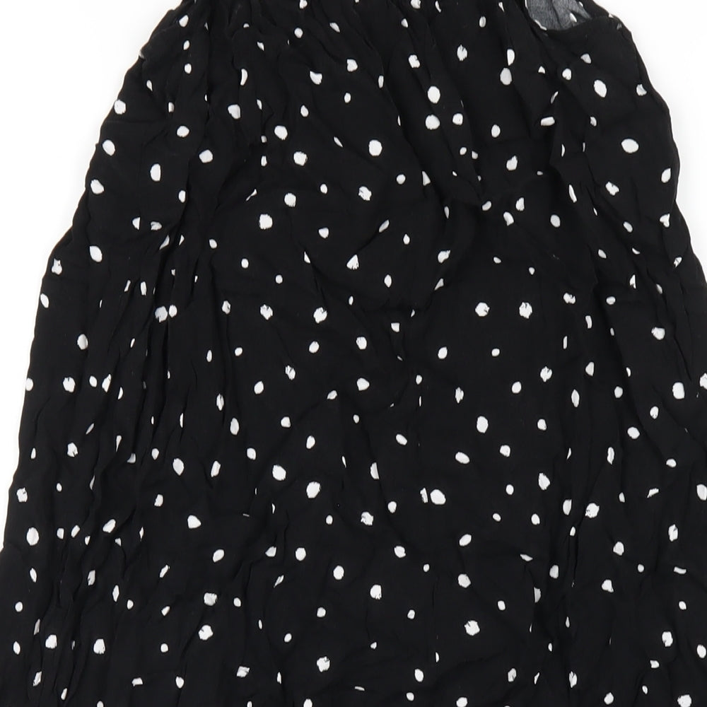 Marks and Spencer Womens Black Polka Dot Viscose A-Line Size 8 Round Neck Pullover