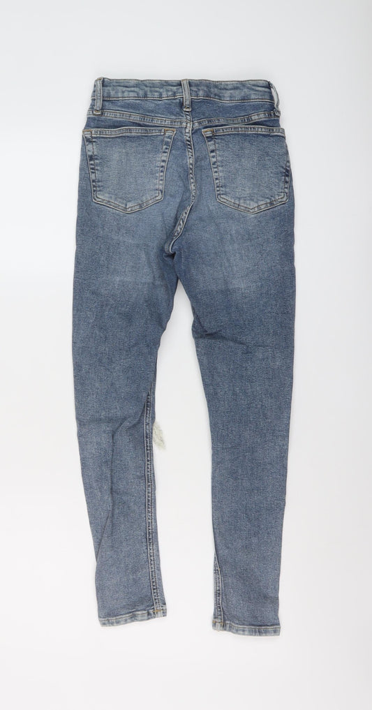 Topshop Womens Blue Cotton Skinny Jeans Size 26 in L25 in Regular Button