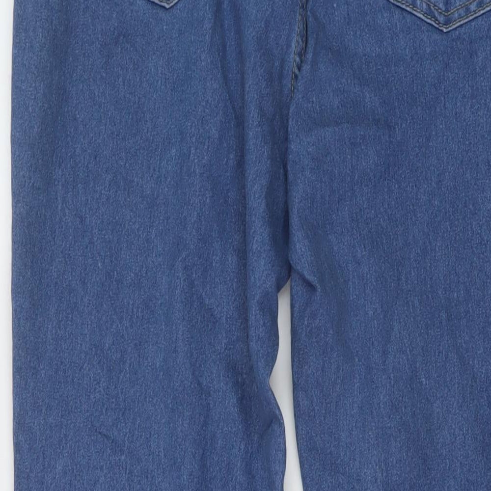 Boohoo Womens Blue Cotton Flared Jeans Size 12 L31 in Regular Button