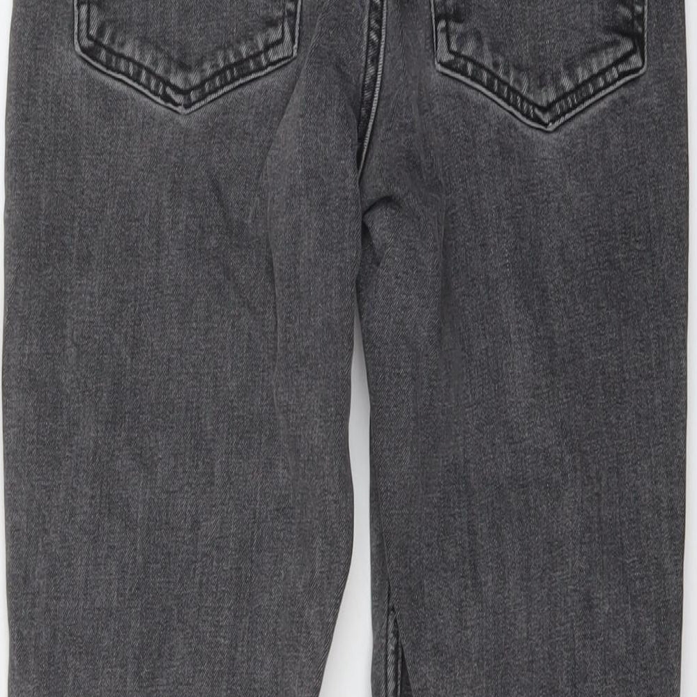 Topshop Womens Grey Cotton Straight Jeans Size 26 in L24 in Regular Button