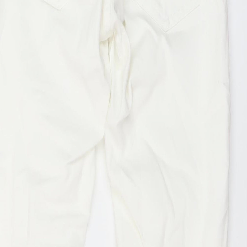 Bershka Womens Ivory Cotton Skinny Jeans Size 8 L28 in Regular Button