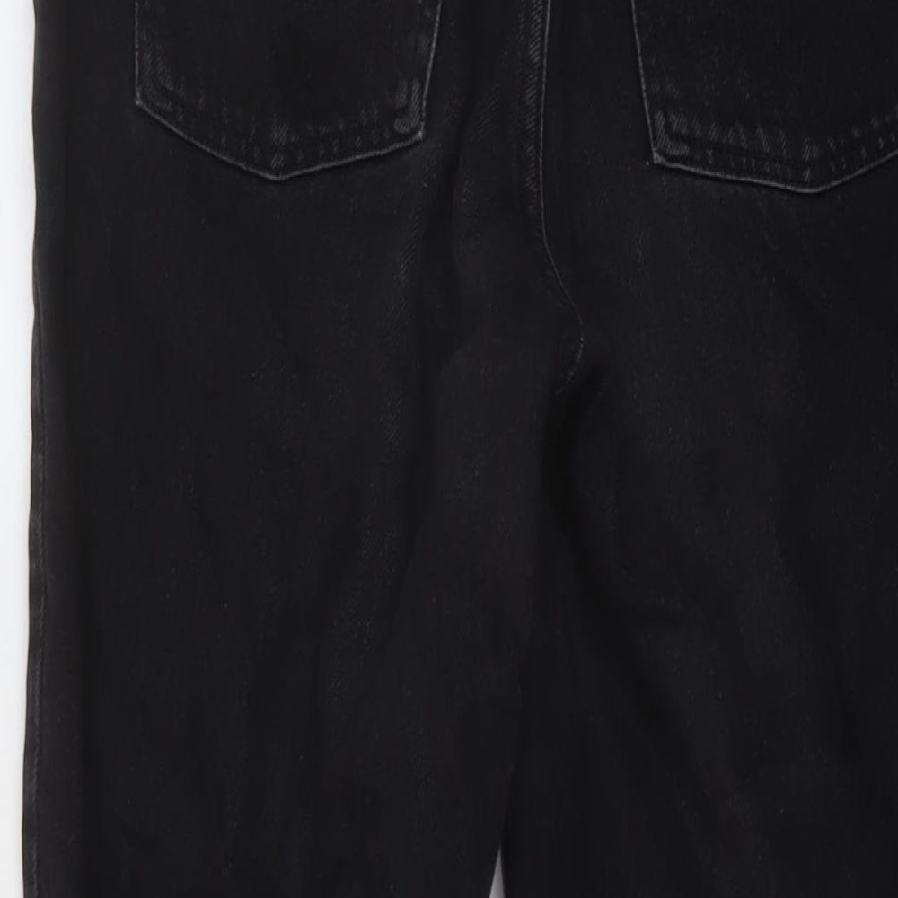 Denim & Co. Womens Black Cotton Mom Jeans Size 10 L28 in Regular Button