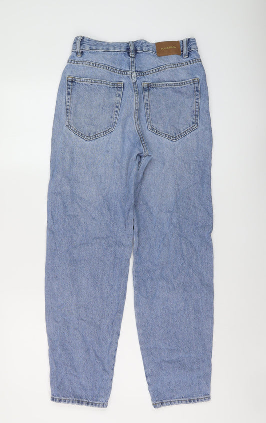 Pull&Bear Womens Blue Cotton Mom Jeans Size 6 L28 in Regular Button