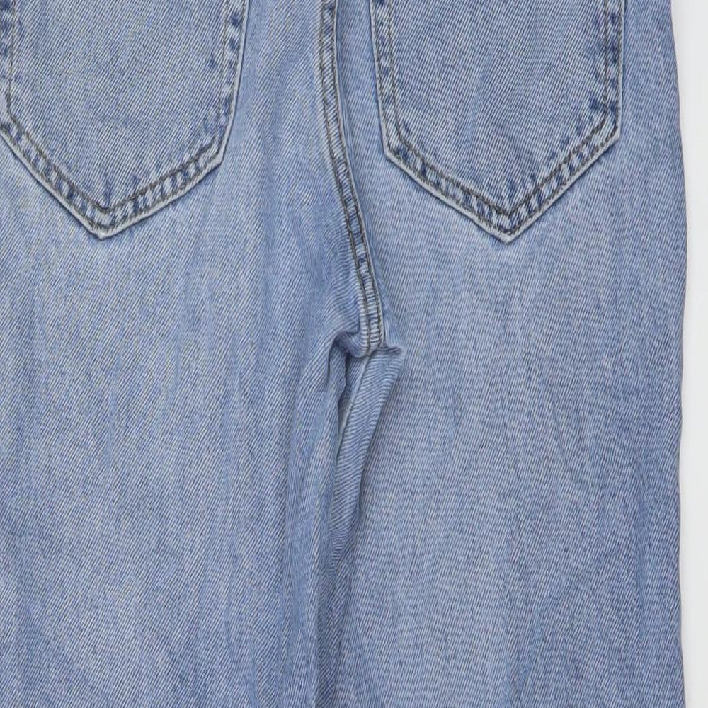 Pull&Bear Womens Blue Cotton Mom Jeans Size 6 L28 in Regular Button