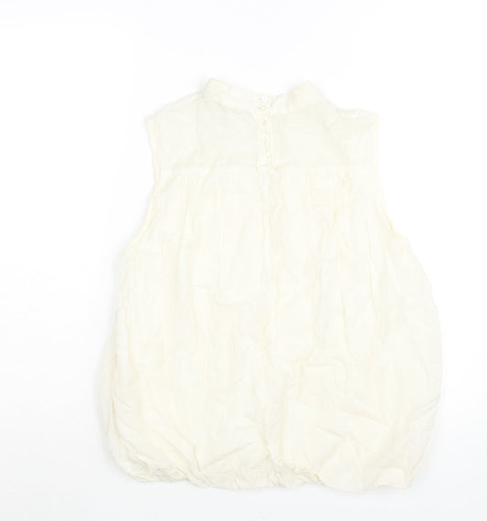 Zara Womens Ivory Polyester Camisole Blouse Size M Mock Neck - Lace Detail
