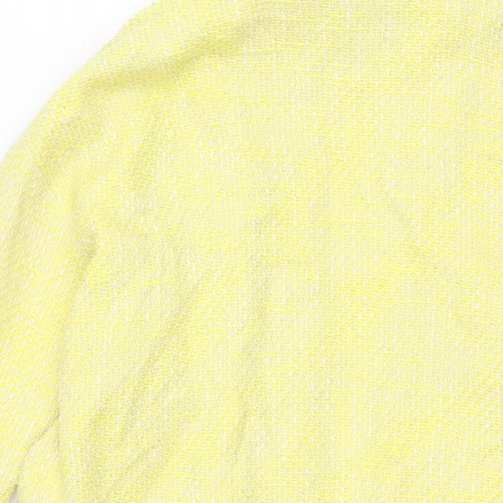 Brand and care label for Miss Selfridge women’s yellow jacket blazer, size UK 10