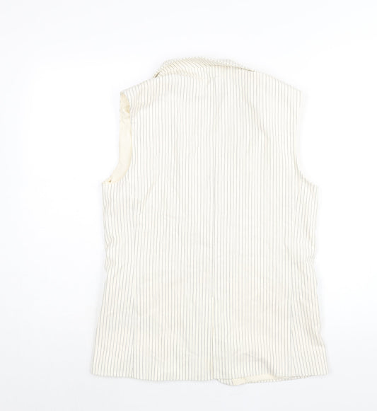 Marks and Spencer Womens Ivory Pinstripe Polyester Jacket Suit Waistcoat Size 8