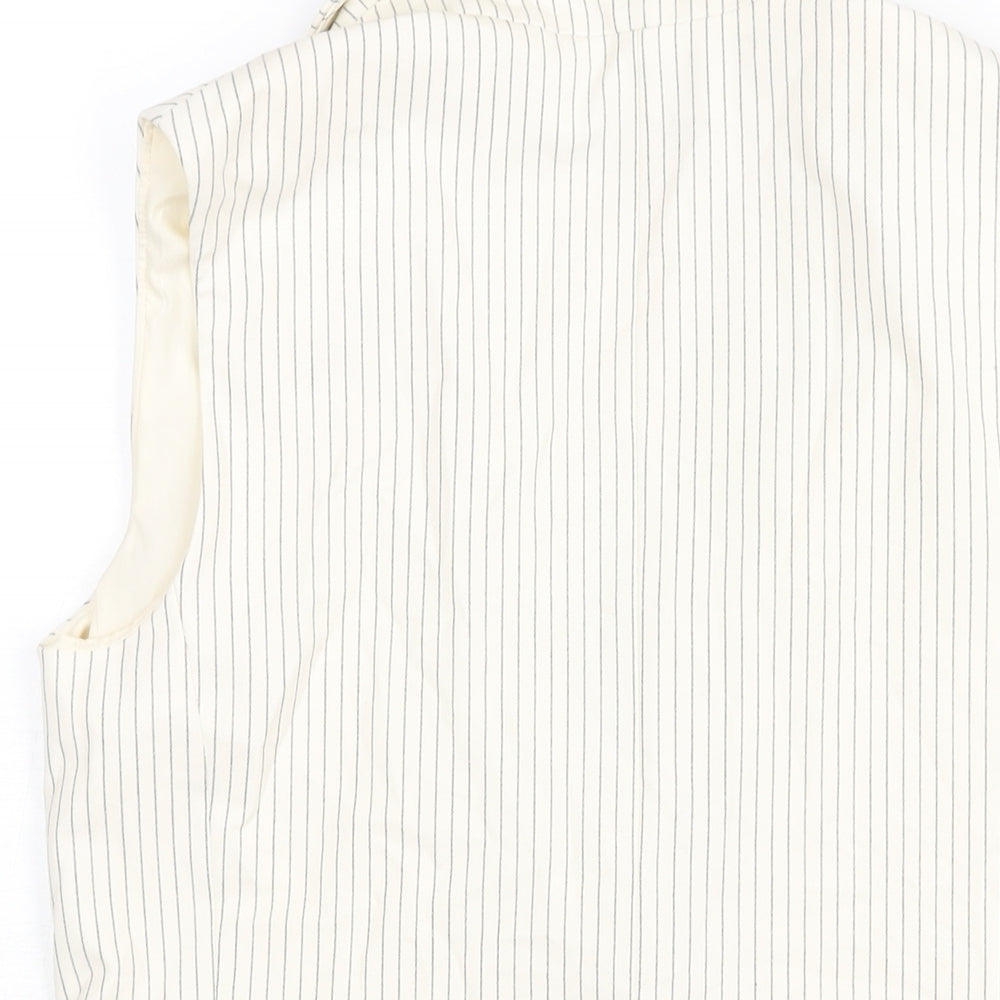 Marks and Spencer Womens Ivory Pinstripe Polyester Jacket Suit Waistcoat Size 8