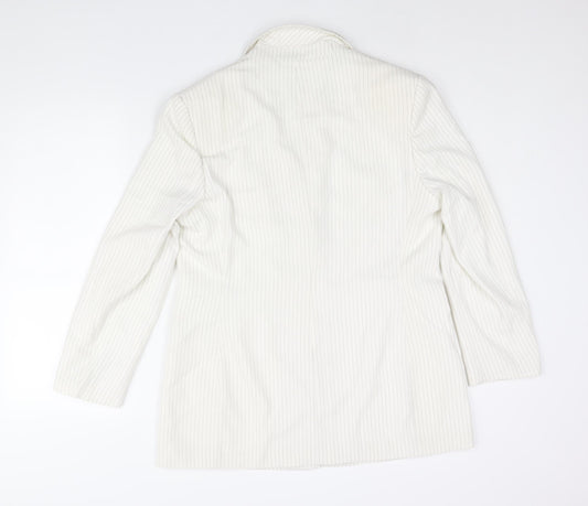 Marks and Spencer Womens Ivory Pinstripe Polyester Jacket Suit Jacket Size 16