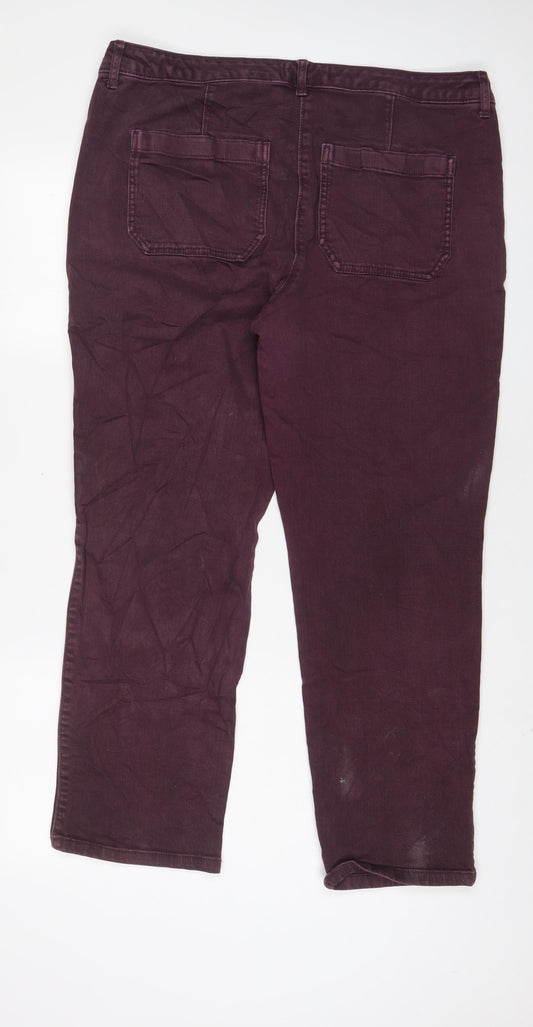 NEXT Womens Red Cotton Straight Jeans Size 16 L28 in Regular Button