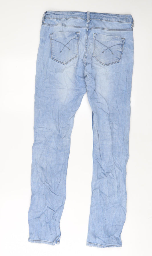 Topshop Womens Blue Cotton Skinny Jeans Size 28 in L30 in Regular Zip